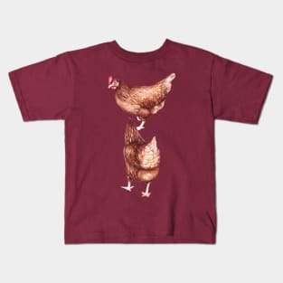 I love Chickens - Watercolor illustration Kids T-Shirt